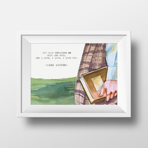 Jane Austen quote Print, Pride and Prejudice Poster, Printable Poster, Bookworm Gift,Elizabeth and Darcy,