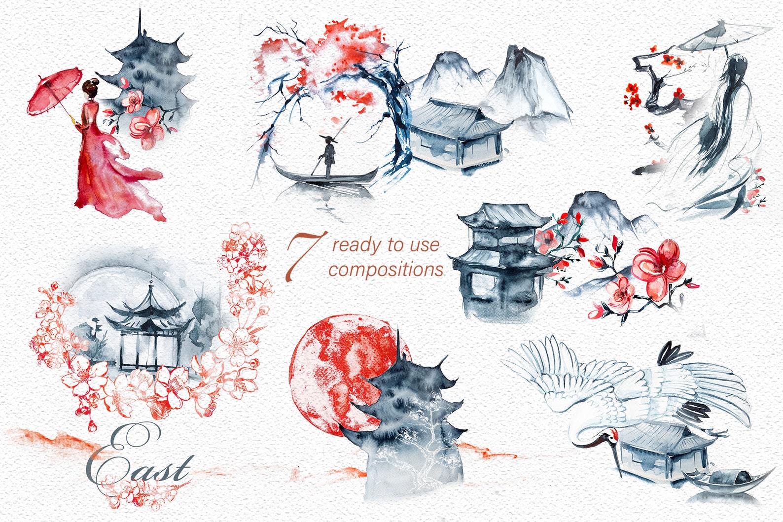 Watercolor East Clipart - Etsy