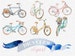 Watercolor Vintage Bicycles Clipart,Handpainted clipart,Wedding DIY,Design element,Printable,Digital Print,Retro,Antique,Transparent,PNG 