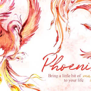 Ensemble de cliparts phoenix aquarelle, sorcier, fantastique, oiseau fantastique, feu, oiseau magique, magique, png transparent, sorcellerie,
