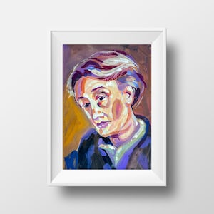 Virginia Woolf-tryck, tryck av en handmålad originalmålning av en författare, bokälskare-affisch, bokläsarväggkonst, bokklubbstryck, klassiker