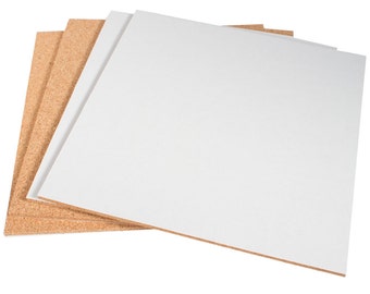 12" x 12" Natural Fine Grain Cork Sheets with Adhesive Backing - 4 Sheet Value Pack, 1/4" Thickness