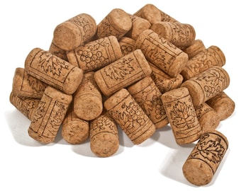 Wine Corks with Grapes Design - Laboratory Grade Cork, 1.75" Long by 0.9" Diameter, Cork Wine Stoppers, Multiple Pack Sizes Available
