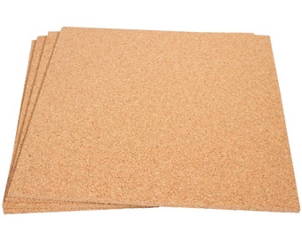 12" x 12" Natural Fine Grain Cork Sheets - 4 Sheet Value Pack, 1/4" Thickness