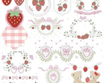 Embroidery Bows and Strawberries