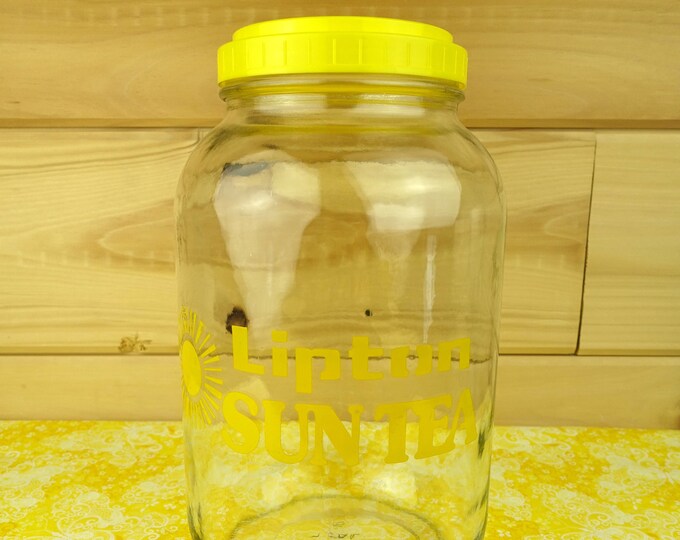 Vintage 1gallon Lipton Sun Tea Glass Jug With Plastic Top Etsy