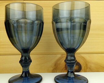2 Libbey 12-Ounce Water Goblets, Gibraltar Dura-Tuff, Dusky Blue