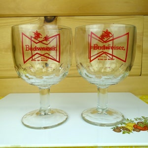 2 Vintage 12-Ounce Budweiser Beer Goblets