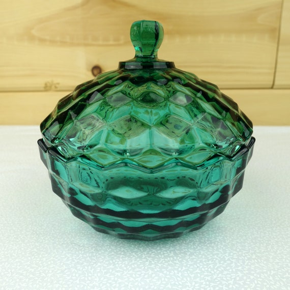 Colony Candy Dish With Cover Whitehall Teal Green by Colony Etsy