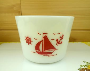 Vintage Mckee Glass Red Sailboats Canister Grease Jar - Etsy