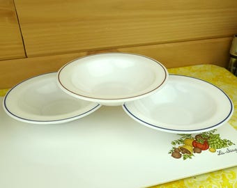 3 Arcopal Restaurant Soup Bowls, Made in France, 1990s