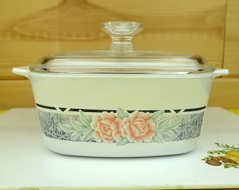 Corning Ware 1.5-Liter Casserole with Glass Cover, Silk & Roses, #A-1.5-B