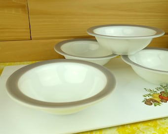 4 Pyrex 10-ounce Soup Bowls, Dove Gray, #455, 1950s