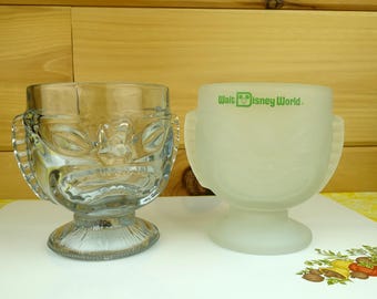 2 Tiki-Style Glasses from Walt Disney World's Polynesian Resort, 1980s, 1990s