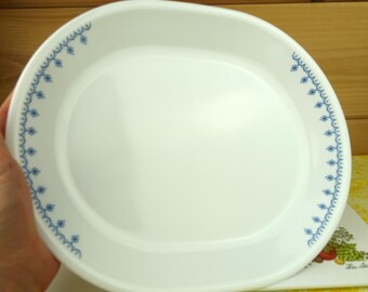 Corelle 11-1/2" Serving Platter, Snowflake Blue, 1970s