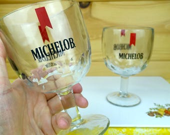 2 Vintage 12-Ounce Michelob Beer Goblets