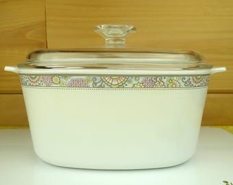 Corning Ware 3-Quart Casserole with Cover, Shangri-La, 1960s