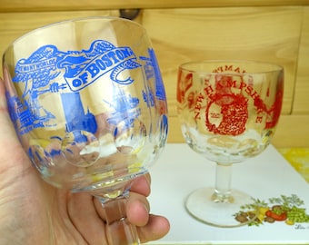 2 Vintage 12-Ounce New England Souvenir Beer Goblets