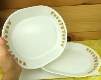 1 Corelle 11-1/2" Serving Platter, Butterfly Gold, 1970s, 1980s