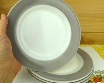 4 or 2 Pyrex Bread Plates, Dove Gray, Consumer Dinnerware, #454, 6-3/4", 1950s