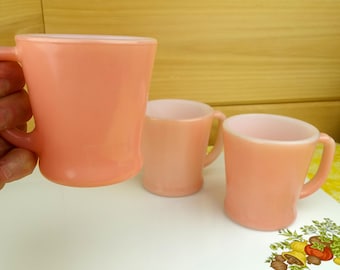 1 Fire King 8-Ounce Pink Mug, D-Handle