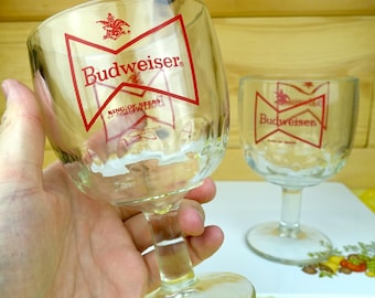 2 Vintage 12-Ounce Budweiser Beer Goblets