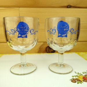 2 Vintage 16-Ounce PBR Beer Goblets