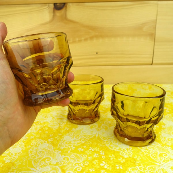 3 Anchor Hocking 5-Ounce Tumblers, Georgian Amber, Topaz