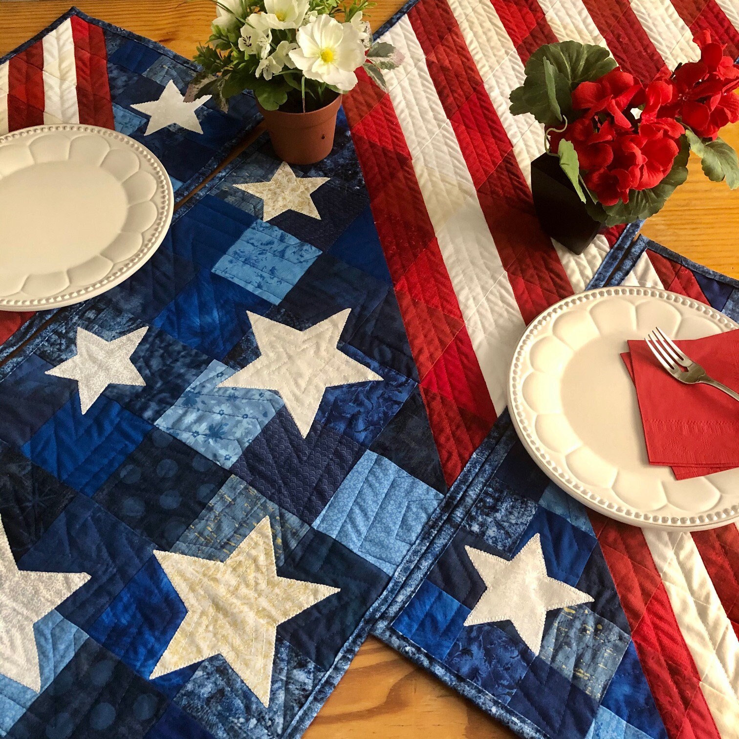 stars and stripes table runner quilting pattern patriotic home decor