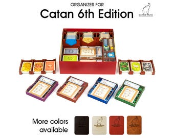 Settlers Organizer for Catan 6th edition, Seafarers, Cities & Knights, 5-6 Player Extension | Wood for Sheep | Board Game Organizer