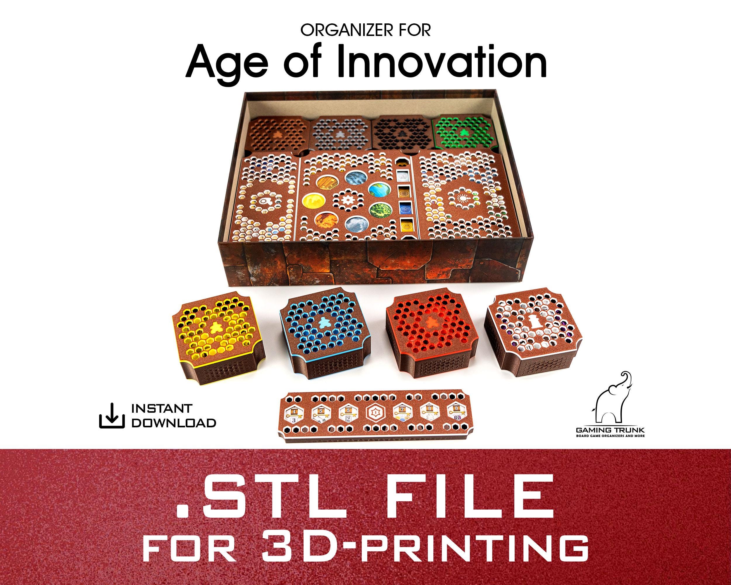Organizer für das Zeitalter der Innovation | Nur STL-, 3MF-Dateien | 3d Druck Dateien | 3mf Dateien | Inoffizieller Einsatz für Age of Innovation