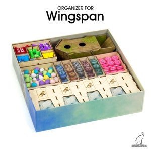 Wings Organizer Rev 2 für Wingspan mit Europa und Ozeanien Erweiterungen | Flügel Einsatz, Brettspiel Organizer, Brettspiel Einsatz