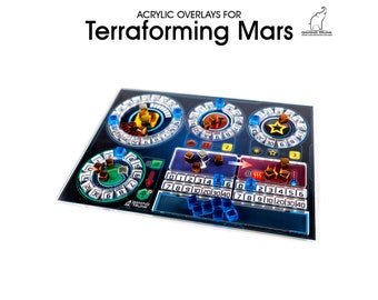 5pcs Terraforming Mars tablero de jugador superposiciones acrílicas / Bandejas de jugador para esteras Terraforming Mars / Diseño 3 Círculos