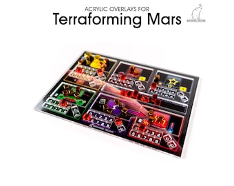 5pcs Terraforming Mars tablero de jugador superposiciones acrílicas / Bandejas de jugador para esteras Terraforming Mars / Diseño 2 Cuadrados