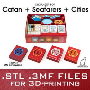 Settlers Organizer | Seafarers, Cities & knights | 5-6 Player Extensions | STL, 3MF Files only | 3d Printing files | 3mf files