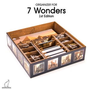 Wonderment Organizer for 7 Wonders, Leaders, Cities, Wonder Pack, Babel | Insert for 7 Wonders | Board Game Organizer | Board Game Insert