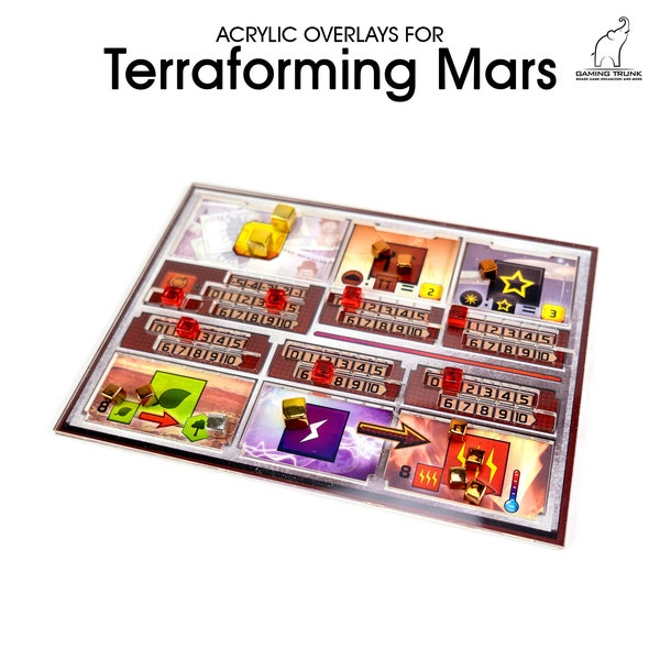 5pcs Terraforming Mars player board acrylic overlays | Player Trays for Terraforming Mars mats | Design 1 Original