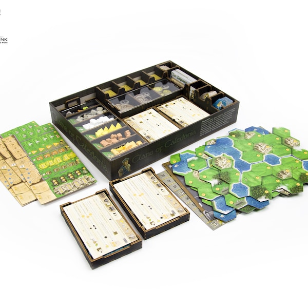 Caledonia Organizer for Clans of Caledonia, insert for Clans of Caledonia , Board Game Organizer, Board Game Insert, organizer