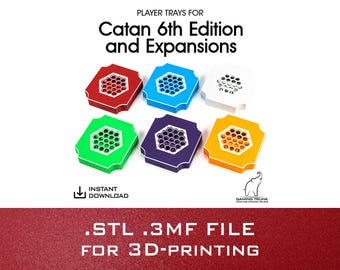 Player Trays for Catan 6th Edition and expansions | STL, 3MF Files only | 3d Printing files | 3mf files | Seafarers | Cities and Knights
