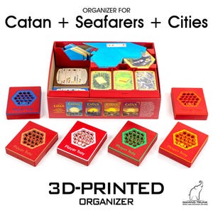 Settlers Organizer | Seafarers, Cities & knights, 5-6 Player Extensions | 3D printed insert | 3D printed organizer | Unofficial insert