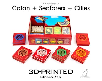Settlers Organizer | Seafarers, Cities & knights, 5-6 Player Extensions | 3D printed insert | 3D printed organizer | Unofficial insert