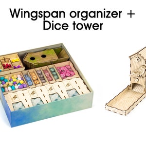 Flügel Bündel | Organizer Rev 2 für Wingspan mit Europa- und Ozeanien-Erweiterungen und Chickadee Würfelturm