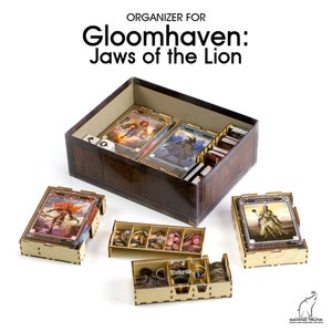Lion's Jaws Organizer for Gloomhaven: Jaws of the Lion, insert for Gloomhaven Jaws of the Lion, Board Game Organizer, Wooden Insert