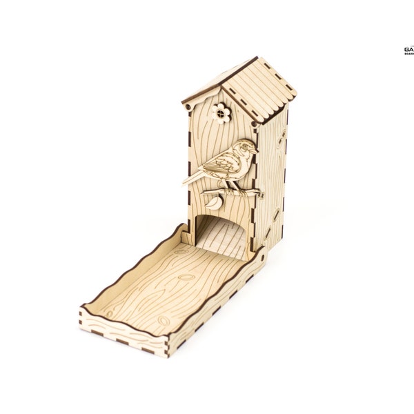 Torre de dados Chickadee compatible con Wingspan, pequeña torre de dados de madera plegable