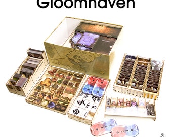 Gloom Tavern Organizer for Gloomhaven and Gloomhaven: Forgotten Circles, insert for Gloomhaven, Board Game Organizer, Wooden Insert