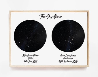 2 Star Chart Print - Star Maps - Personalised Map of the Stars - Our Story - Perfect gift for weddings births new baby birthday anniversary