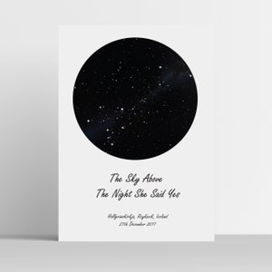 Star Map Print - Star Chart - Carte personnalisée des étoiles - Cadeau parfait pour les mariages naissances nouvel anniversaire de bébé fiançailles
