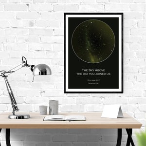Star Map Print - Yellow Star Chart -Personalised Map of the Stars -  Perfect gift weddings births new baby birthday anniversary engagement