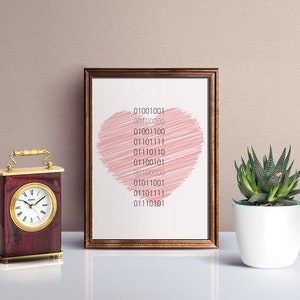 Binary Code Print - Nerd Print - Geek Print - Typografische Print - Aangepast bericht - Verborgen bericht