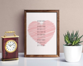 Binary Code Print - Nerd Print - Geek Print - Typographic Print - Custom Message - Hidden Message